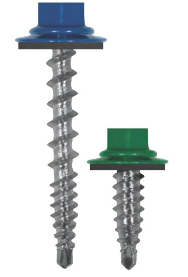 Color matched metal panel screws with EPDM sealing washers