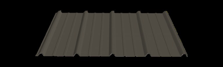 G-Rib ribbed steel roofing and siding panel profile in a dark bronze finish
